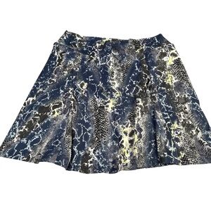 Dona Jo Blue Black Yellow Snakeskin Print Skort L